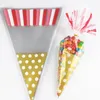 Gift Wrap 50pcs/Lot DIY Candy Bag Wedding Favors Halloween Christmas Party Decor Sweet Cellophane Print Cone Storage With Organza Pouches
