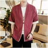 Men'S Jackets Male Jacket Japanese Streetwear Vintage Mens Clothing Chinese Linen For Men Clothes Kimono Drop Delivery Apparel Outerwe Dh5Xx