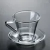 Wine Glasses Reusable Thermal Iced Cold Coffee Cup And Saucer Set Glass Cups For Good Teaware Simple High Borosilicate Drinkware