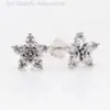 Orecchini Pandoras di design Panjia S925 Orecchini in argento con fiori di neve con orecchini di diamanti intarsiati con stella a cinque punte cava da donna