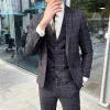blazer Vest Pants High-end Brand Boutique Fi Plaid Formal Busin Office Men's Suit Groom Wedding Dr Party Male Suit k16s#