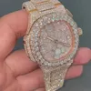 Reloj de pulsera con diamantes de Hip Hop para hombre, reloj de pulsera de lujo con esfera enorme, lujoso y lujoso, con diamantes de moissanita