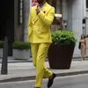 Amarelo Men Suit Tailor-Made 2 peças Blazer Calças Smoking Double Breasted Modern Fi Busin casamento noivo Prom Tailored F4nR #