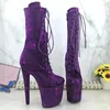 Dance Shoes Fashion Sexy Model Shows PU Upper 20CM/8Inch Women's Platform Party High Heels Pole Boots 087