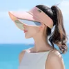 Baretten 2024 Zomerzon dames Koreaanse stijl Eenvoudig gestreept Intrekbare stekkerdoos UV-bescherming Air Top Hat