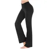 Calças femininas cintura alta elástica multi-bolso casual esportes grandes pernas moda leggings capris yoga