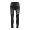 High Street – jean perforé noir Amr pour hommes, tout nouveau, tendance, Splash Ink Graffiti, élastique, Slim Fit, pantalon pour petits pieds