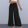 Kvinnors byxor breda benbyxor flytande för kvinnor hög midja justerbar spänneverk streetwear
