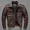 heavy Industry M65 Hunting Cowhide Leather Jacket Men's Tooling Vintage Red Brown Genuine Leather Coats Free Ship Plus Size D9NF#