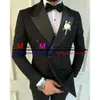 Zweireiher Busin Mann Anzug Slim Fit Bräutigam Hochzeit Smoking 2 Stück Formale Schwarze Anzüge für Männer Rauchen Homme Blazer Sets r0uc #