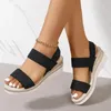 Sandali cinturino elastico leggero da donna a banda larga pendenza tacco alto estate Casual tinta unita scarpe donna tendenza 2024