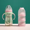 Oberni PPSU Baby Bottle with Handle Straw Anti Inflation Drop Resistant 300ml and Three layer milk powder storage box set 240314