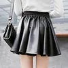Jupes femmes PU cuir a-ligne Mini jupe élastique taille haute noir court