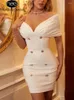 Casual Dresses Asia Off the Shoulder Blazer Dress Double Breasted Anti Slip Backless Ruched Low Cut Zipper Bodycon Robe Elegant Club