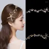 Haarspangen Goldfarbe Seestern Stirnband Perle Kristall Tiara für Frauen Braut Blatt Party Braut Hochzeit Zubehör Schmuck Band