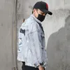 Nouvelle veste en jean Hiphop Streetwear Punk Rave Motorcycle Cowboy Graffiti Veste déchirée légère Outwear Brand Brand Jeans Coat L6LO #