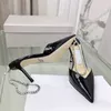 Saeda 85 Sexy Women Black Patent Leather Pumps with Crystal Designer Shoes TOP Quality Summer Party Wedding Sandals 8.5cm with Box EU35-42