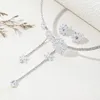 Ny kinesisk stil diamantframkallad kronblad Tasselhalsband örhängen sätter mode personlighet brud smycken.