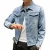 Męska kurtka jesienna jesienna dżins płaszcza jasnoniebieska marna duża rozmiar modna szybka deery za darmo statek FI Menswear Y2K G D7F1#