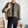 Chemises décontractées pour hommes 2024 Printemps Automne Manches longues Hommes Chemise Tops Business Wear Stripe Office Vêtements Social