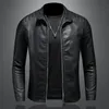 Veste de moto en cuir PU pour hommes, revers, amincissant, version coréenne, tendance, printemps et automne, 4XL 90TF #