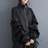 女性用ジャケット長袖のフリルプリーツファッションレディース