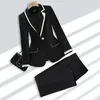 Черный женский деловой костюм, комплекты лоскутной куртки и брюк, повседневный брючный костюм, офисный костюм Balzer, комплект из 2 предметов, женская одежда, ropa de mujer 240327