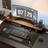 Rekken Massief houten monitorstandaard Desktopcomputeropslagplank Minimalistisch en modern Stabiel walnootmonitor Rek met verhoging in hoogte