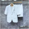 Costumes pour hommes Blazers Hommes Outfit Set 2023 Shorts Costume Veste Ensembles Été Mince Haut de gamme Coréen Britannique Mode Casual Vêtements à manches courtes Otxdr