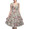 Casual Dresses Nice-forever 1950's Retro Solid Color Party Ball Gown Elegant Pleated Pin Up Flare Swing Dress BtyA003