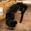 Pinces à cheveux bandeau gothique à fleurs, voile noir, ras du cou, accessoire d'halloween