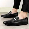 559 Mens Homens Sapatos Casuais Mocassins De Couro Mocassins Respiráveis Slip On Black Driving S S s