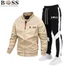 BSS FLEX APPAREL Veste décontractée de haute qualité Ensemble nouveau printemps et automne Pantalon épissé pour hommes Baseball Stand Neck Veste coupe-vent 97de #