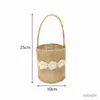 Storage Baskets Wedding Lace Burlap Flower Basket Linen Handle Vintage Country Wedding Table Decoration Baby Shower Party Candy Gift Bag