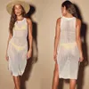 Robe de plage sexy transparente en maille tricotée au crochet