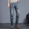 Autumn Winter Men's Classic Fi Gray Jeans Casual Slim Skinny Vintage Blue Streetwear Biker Party LG Byxor Male 27-36 T8TB#