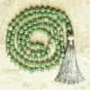 Ciondoli 6mm Pietra preziosa di giada verde 108 Perline Nappa Collana Mala Cercatori spirituali Appassionati di moda Accessorio per preghiera di cristallo