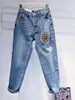 Industria dei jeans da donna strass pesante chiodo fatto a mano fiore per le donne 2024 pantaloni estivi allentati casual in denim femminile Pantalones Mujer