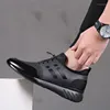 Casual Shoes Fashion Men's Sneakers Man Breattable Men äkta läder Big Size ökar kontorsskor