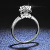 Luxury Coronal Crown Design PT950 Platinum Ring Round 1 Carat Diamond Rings for Women Bride Wedding Jewelry 240307