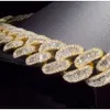 Sparkling Hiphop Iced Out VVS Baguette Collar personalizado de 18/20/25 mm Cadena de eslabones cubanos chapados en oro de plata esterlina