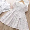 Girl's Dresses Summer Girls Floral Princess Dress + Bag Little Girl Toddler Cute Doll Collar Dress Childrens Casual Birthday Party Clothing yq240327