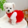 Vestido tutu de cachorro ano novo, outono e inverno saia de gaze quente para cachorro, estilo terno tang roupas para animais de estimação para cães pequenos