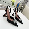 Sandálias verão alta 364 saltos designer feminino Baotou superfície de seda Lady Strass Crystal Bow Diamond Shoes pontiagudos cor