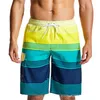European and American summer gradient men's beach pants striped running swimming mesh sports quarter pants quick-drying waterproof pants.