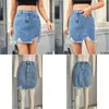 Kjolar för kvinnor denim mini kjol bodycon trendig sommar casual jean elastic midja plus size s m l xl xxl drop leverans klädkammar ota7p