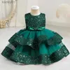 Robes de fille Bébé filles paillettes sans manches robe de soirée 1er anniversaire baptême enfant en bas âge robe de mariage robes de princesse pour enfants filles luxe vache yq240327