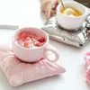 Tazas y platillos, diseño creativo transfronterizo, Color de macarrón, forma de bolsa de almohada, taza de café, helado, textura de cerámica de estilo nórdico