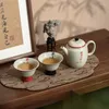 Teaware sätter ren handmålad underglasyr färgad tesats komplett antik kit ceremoni tekanna och cup-tjänster