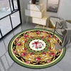 Tapis luxe tapis rond européen noir fleur jaune fleur maison décoration salon chambre chambre de salle de bain mat de sol anti-glissement